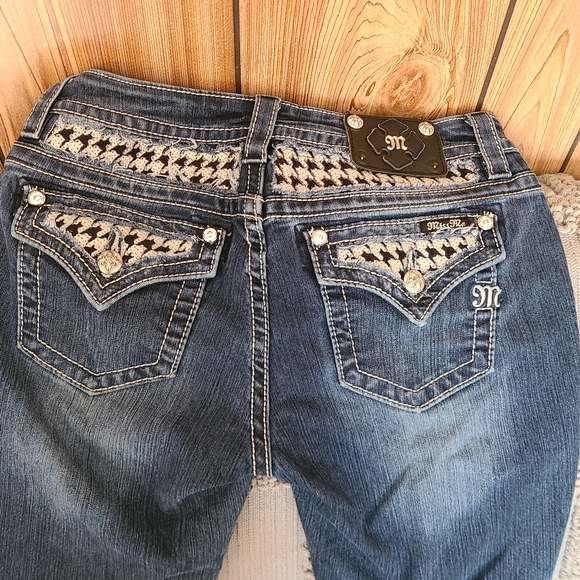 MISS ME Women's MID-RISE SKINNY bling pocket JEANS - Picture 3 of 9
